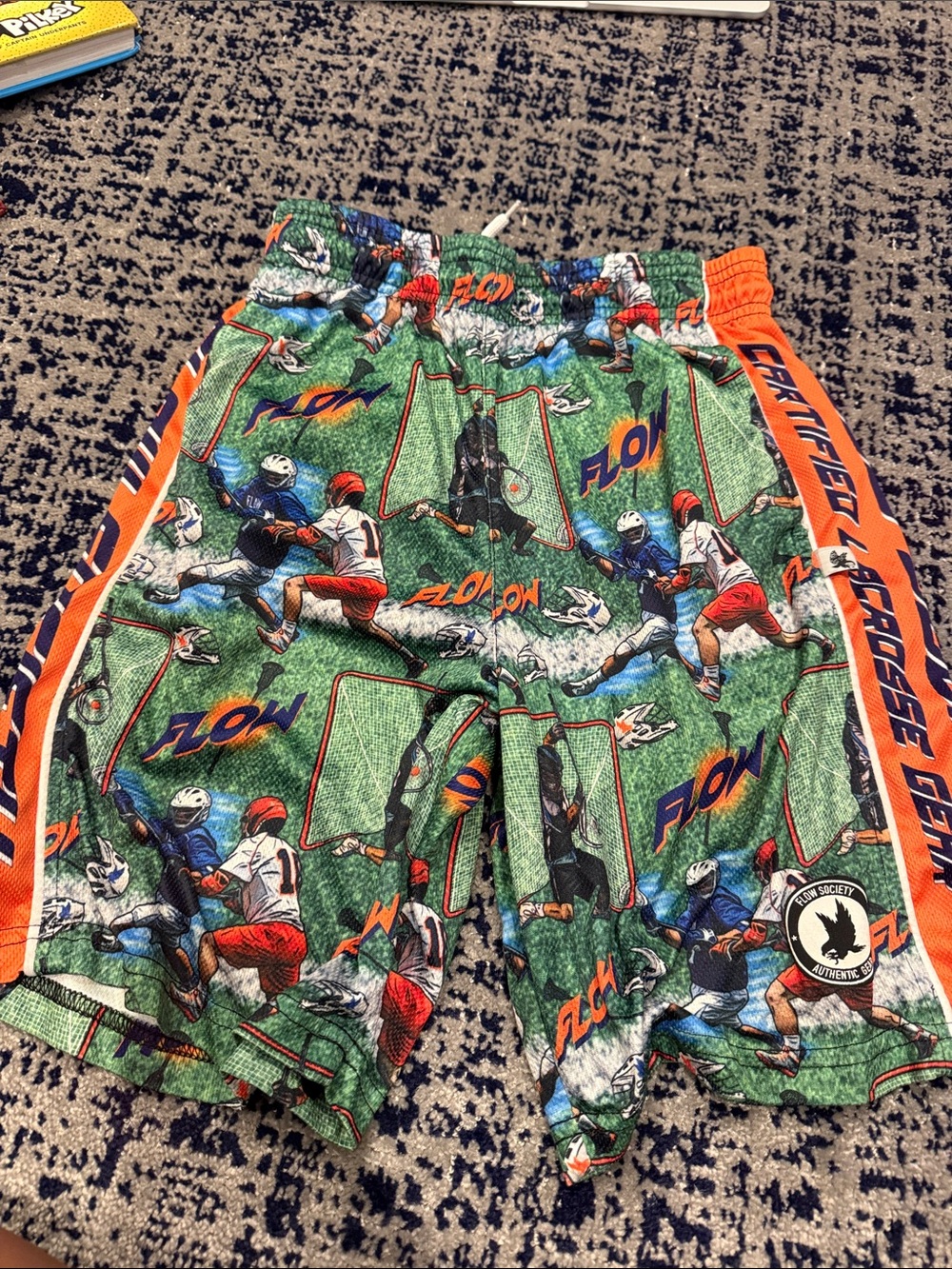 Flow Society Lacrosse Graphic Boys Shorts - Green/Orange